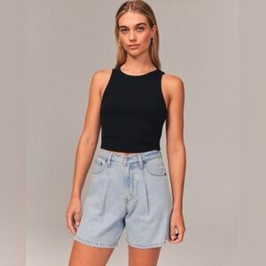 Abercrombie & Fitch The Loose Short High Rise Pleated Light Wash Size 36|22 Flaw